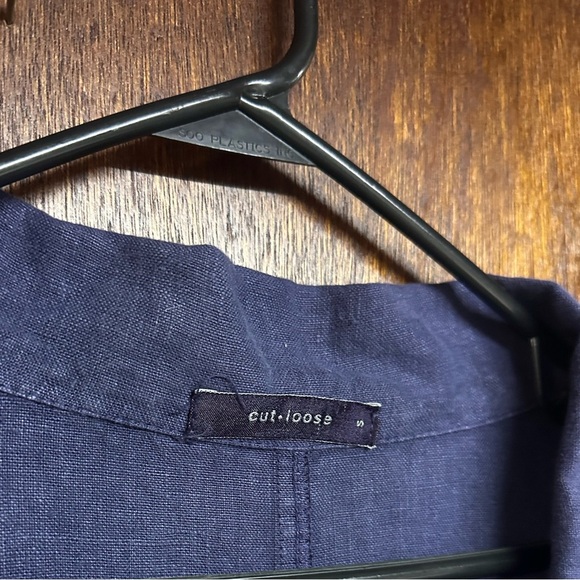 Cut Loose Purple 100% Linen Collar Top Dress Coat Made in USA SM Oversized - Picture 3 of 9